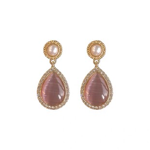 「全店买二赠一」复古宫廷温柔精致绝美优雅水滴紫色宝石耳环耳夹