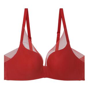 【洞力装】爱慕内衣女本命年红色大胸显小/小胸聚拢文胸女士胸罩