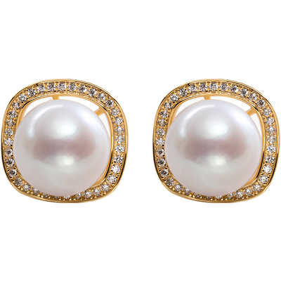 南珠宫简柔925银淡水珍珠耳钉耳坠经典百搭日常通勤C-HJE088SD-J