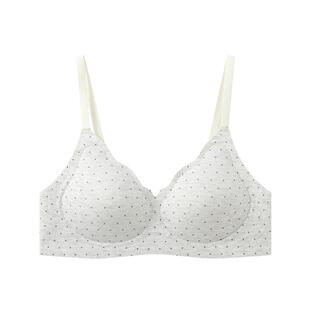 三福薄杯无钢圈聚拢收副乳文胸舒适透气水滴形模杯无感波点内衣女
