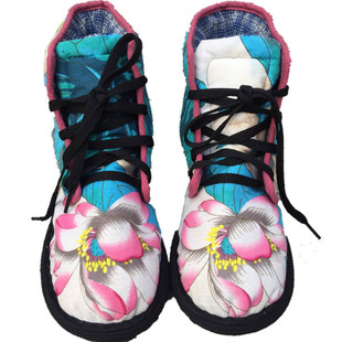 农家冬季保暖棉花棉鞋手工千层底舒服成人男女棉麻汉服茶鞋坐月子