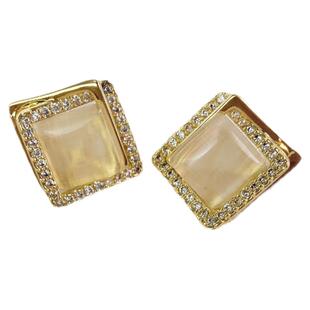 「甘露水晶」几何耳环猫眼石蚊香盘耳夹无耳洞女耳饰气质春夏通勤