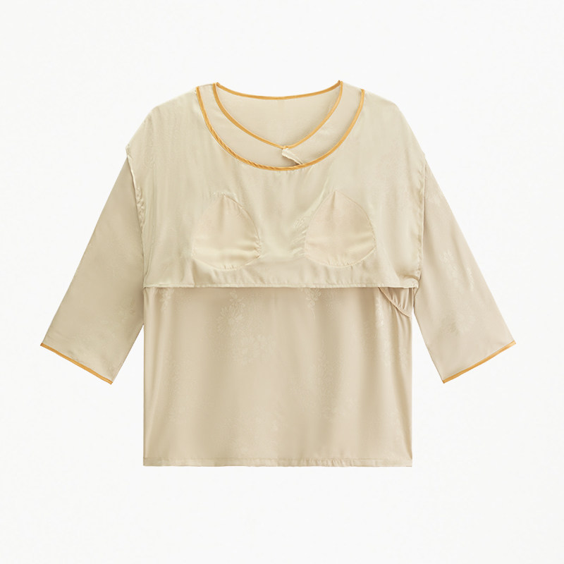 冰丝睡衣女带胸垫家居服