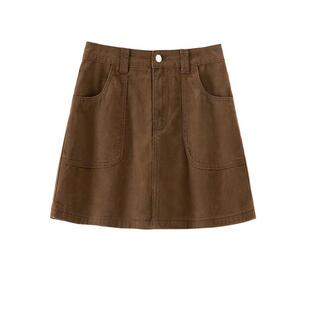 BANANA CICI2026年春季新款复古做旧洗水A字短款轻薄牛仔半身裙