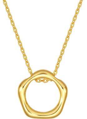 周六福圆环项链INS风S925银黄金色吊坠轻奢气质感送女友圣诞礼物