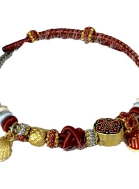 双联结手绳diy红绳手链石窟手绳本命年编织红手绳可串珠新年礼物