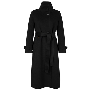 NAERSI娜尔思绵羊毛立领通勤毛呢外套中长款2025年冬季新款大衣