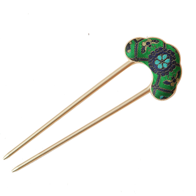 非遗名家绿四达宋锦纯手工发夹