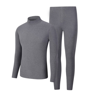 男士德绒中高领保暖套装无痕发热