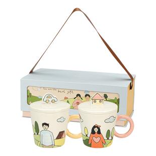 摩登主妇陶瓷马克杯乔迁新居礼物送闺蜜结婚一对情侣水杯带盖杯子