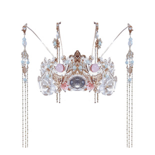 过年汉服头饰儿童凤冠女童复古发饰超仙古装发冠步摇年会演出发簪