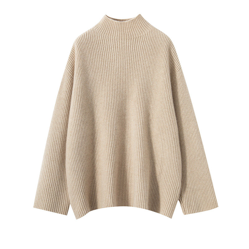 极简风高领纯山羊绒衫女长袖宽松