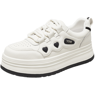 意尔康厚底小白鞋女款2026春秋款增高休闲软底百搭圆头板鞋女