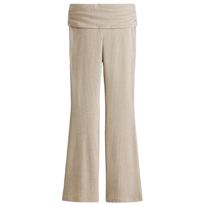 HM女装裤子冬季腰部翻折设计罗纹针织保暖打底裤1314269