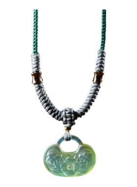 纯然女岫玉项链绳项链吊坠古风