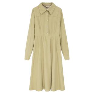 DTLANDO长款连衣裙女高腰显瘦休闲A字裙复古翻领收腰衬衫裙