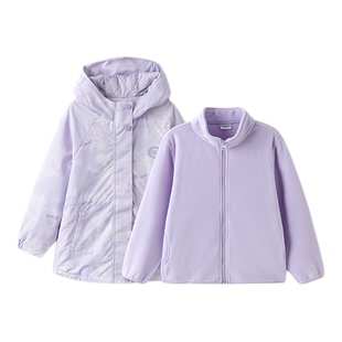 巴拉巴拉女童棉服儿童大童中长款三合一风衣外套秋冬季装棉衣加厚