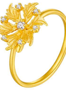 18K金闪钻晓露霜花食指戒