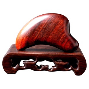 紫光檀加大凹面圆形加长手柄羊角齿绿檀木按摩梳刮痧腹部推拿肩颈