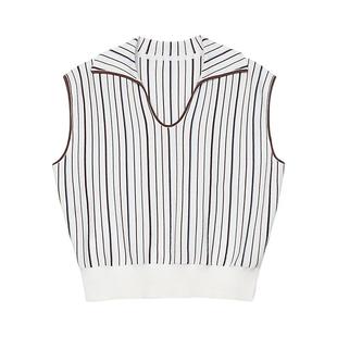 [专柜同款]Yifini/易菲时尚U领宽松条纹短款针织毛衫女夏D04M1014