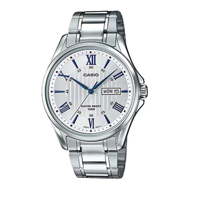 卡西欧手表男官方正品石英电子表钢带商务简约男士礼物MTP-1384D