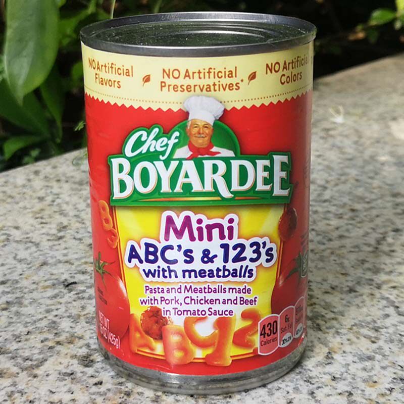 Chef Boyardee Beef Ravioli American Instant Pasta, Macaroni and Beef Wonton cans thumbnail 2