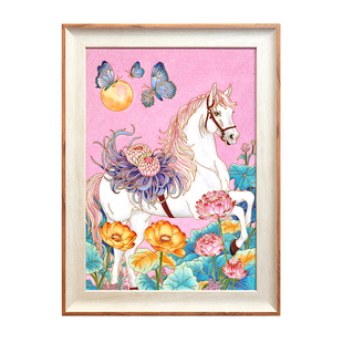 景韵阁掐丝珐琅diy釉料手工材料包马上有钱花 萝莉风治愈系装饰画