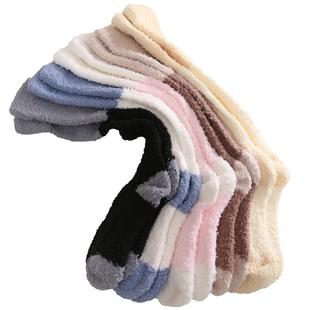 冬季加厚珊瑚绒袜子女月子产后毛绒袜居家保暖长筒小腿袜长袜冬天