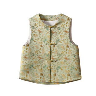 SILVIYE溯也 100%桑蚕丝国风宋锦提花非遗真丝马甲外套开衫背心女