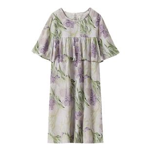 顶瓜瓜防凸点短袖睡裙女款夏季纯棉印花可外穿家居裙睡衣裙无胸垫