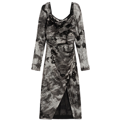 bebe春季新款扎染开衩连衣裙