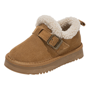 舞玛女童靴子儿童雪地靴2025新款冬季小女孩加绒短筒平底博肯棉靴