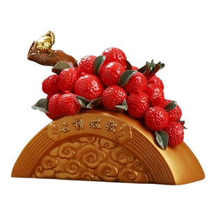 《名利双收》陶瓷荔枝摆件客厅玄关办公室装饰工艺品乔迁开业礼物