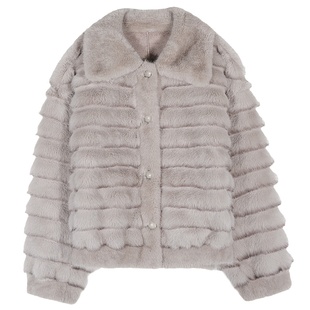 落落狷介 皮毛一体外套女2024年新款冬季保暖环保皮草小个子皮草