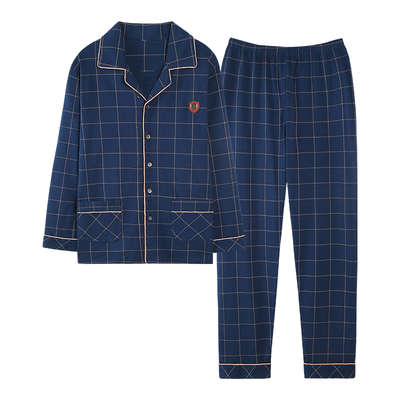 中年男士春秋季爸爸全棉老人睡衣