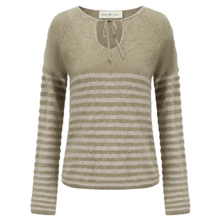 【SALE】【SWAYING】蕾虎百搭系带条纹羊绒上衣秋冬流行女装上衣