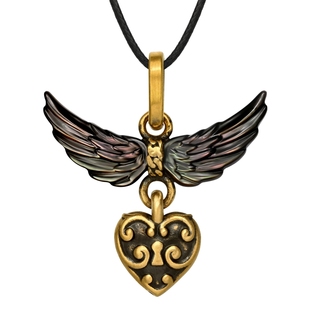 MONOLOGUE独白爱特天使叛逆天使复古黄金爱心吊坠MR1916新年配绳