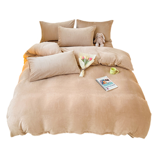 红豆牛奶绒被套单件冬季双面毛绒被单法兰绒珊瑚绒单人加绒被罩