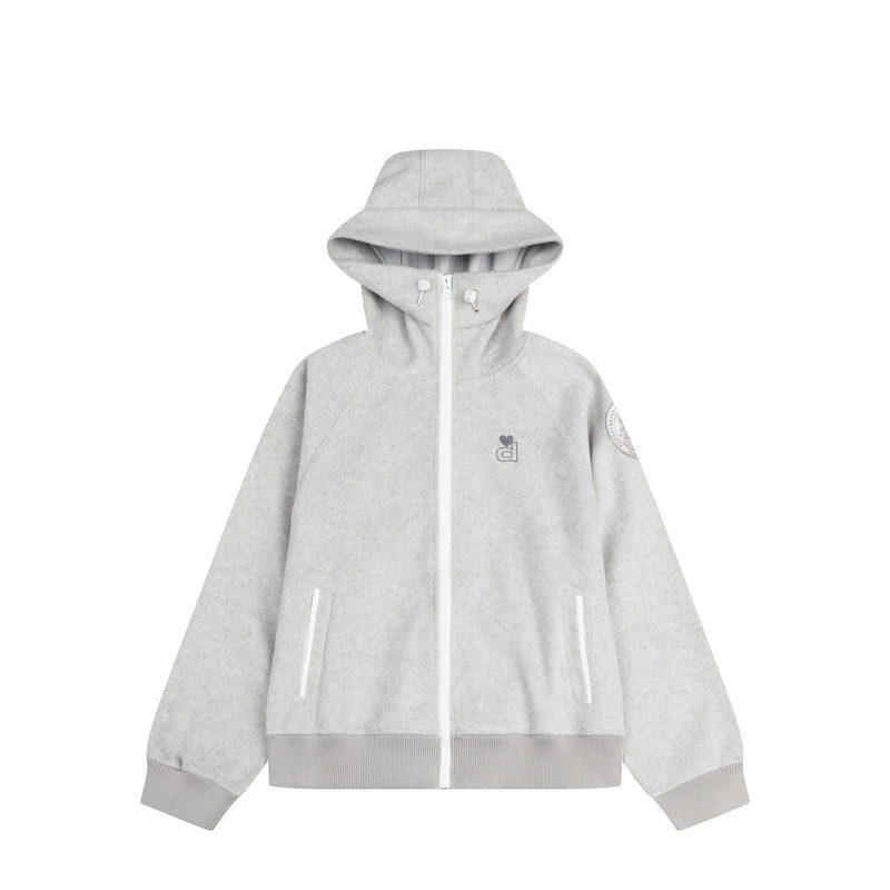 美式复古袖章抓绒连帽卫衣外套