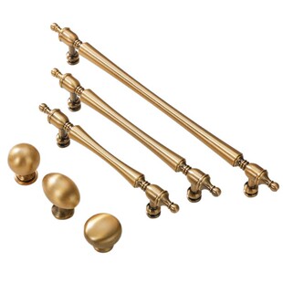 法式轻奢黄古铜衣柜门拉手橱柜抽屉胡桃木圆球吊坠单孔家具门把手