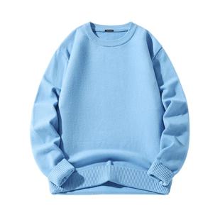 GV真维斯毛衣男冬季针织衫男款蓝色圆领毛衫男士内搭秋冬打底衫C