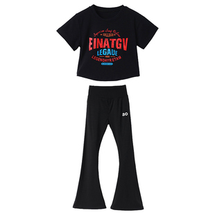 夏季女童爵士舞潮装女团紧身露脐体型修身舞蹈练功女孩走秀演出服