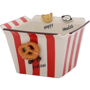 浮雕纽扣小狗陶瓷碗零食沙拉水果碗可爱早餐碗泡面碗薯条爆米花碗