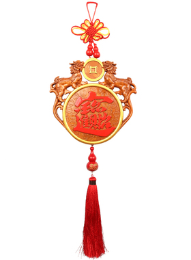 桃木彩绘福字挂件中国结开业礼品