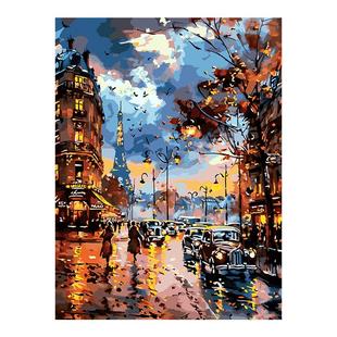 自油自画 数字油画diy手绘手工填充填色减压油彩画 法兰西的街巷