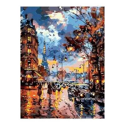 自油自画数字油画法兰西的街巷