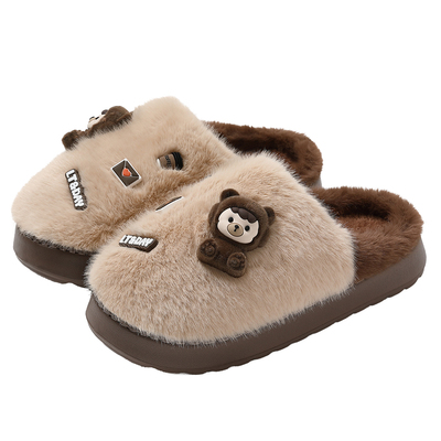 亲子卡通棉拖鞋厚底防滑毛绒