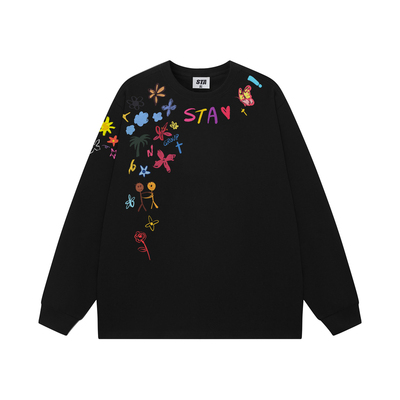 STA旗舰店美式潮牌小众设计感涂鸦印花长袖男女秋季重磅纯棉卫衣
