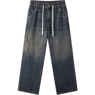gxg.jeans男装  时尚水洗擦色潮流美式复古时尚牛仔长裤 25秋新品