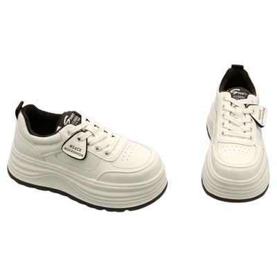 真皮小白鞋女加绒保暖厚底棉鞋子